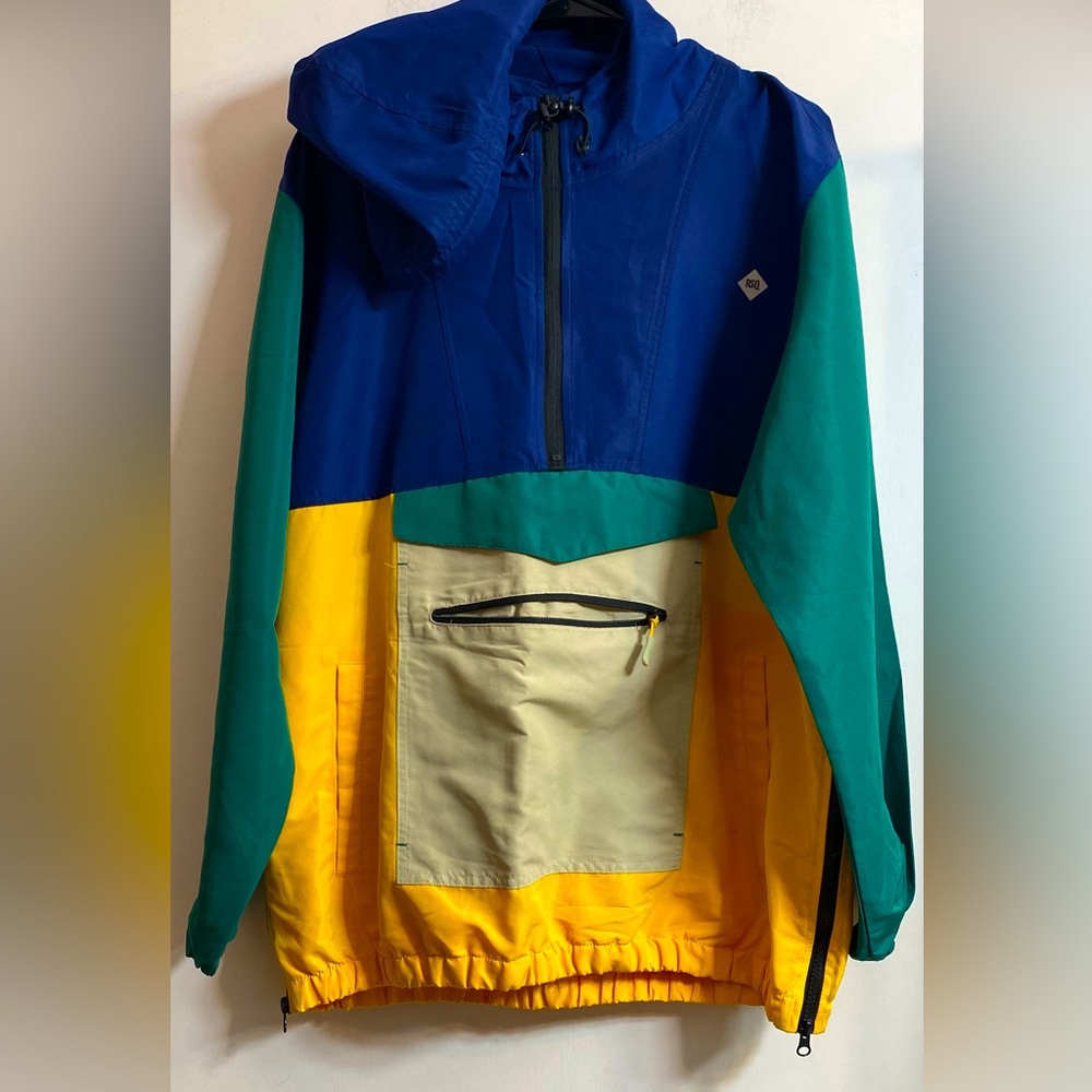 RSQ COLLECTIVE retro color block lightweight hooded pullover XL.